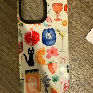 Stylish Cream Phone Case with Colorful Graphics